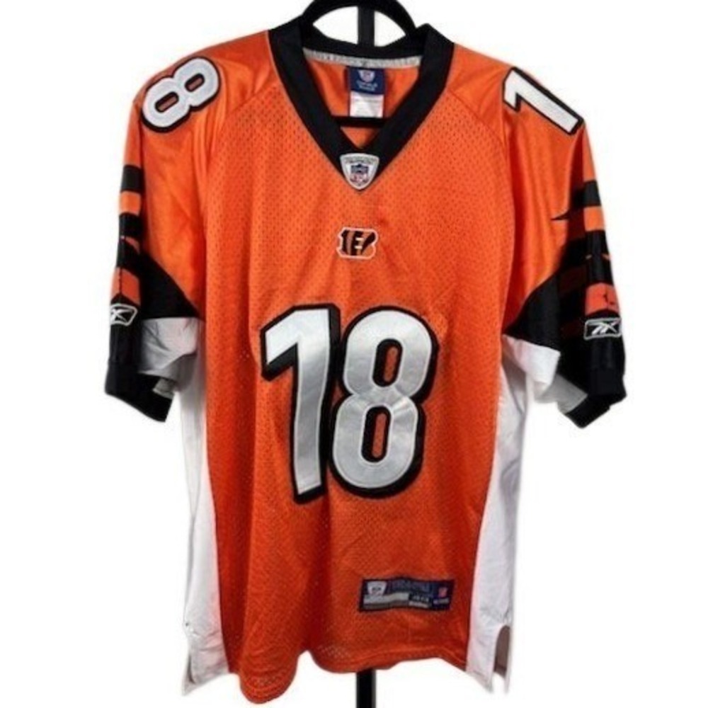 Reebok Cincinnati Bengals Green #18 Men's Size 48 Orange Black White NFL Jersey